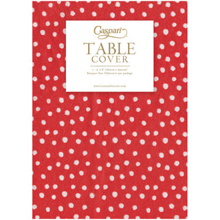 Small Dots Red-Paper Linen Print Airlaid Tablecover 5.2'X8.2
