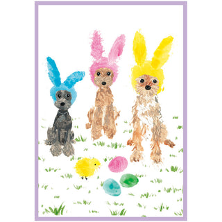 Dogs In Bunny Ears Easter Greeting Card - 1 card with envelope