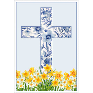 Blue And White Cross Easter Greeting Card - 1 card with envelope