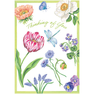 Floral Majolica Thinking of You Greeting Card - 1 card with envelope