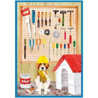 Puppy And Tool Shed Blank Greeting Card - 1 card with envelope
