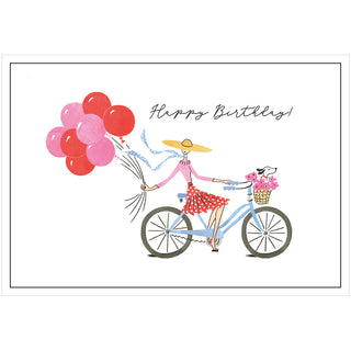Cycling With Balloons Blank Greeting Card - 1 card with envelope