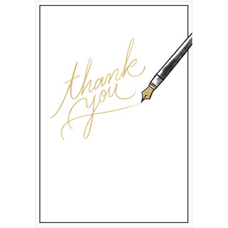 Fountain Pen Thanks Foil Thank You Die Cut Greeting Card - 1 card with envelope