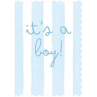 It's a Boy Stripe Baby Shower Die Cut Greeting Card - 1 card with envelope