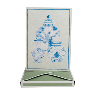 Glazed Porcelain Boxed Note Cards - 8 Note Cards & 8 Envelopes