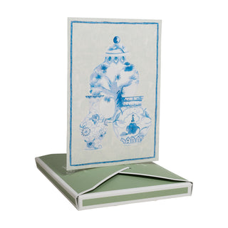 Glazed Porcelain Boxed Note Cards - 8 Note Cards & 8 Envelopes