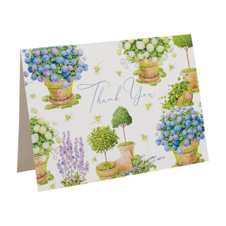 Potted Hydrangeas Thank You Notes - 8 Note Cards & 8 Envelopes