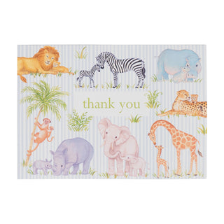 Safari Baby Thank You Notes - 8 Note Cards & 8 Envelopes