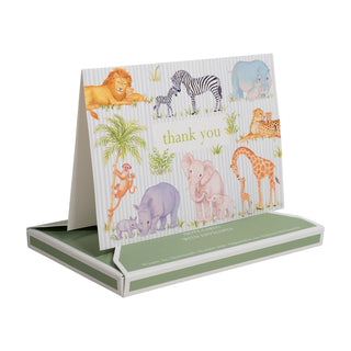 Safari Baby Thank You Notes - 8 Note Cards & 8 Envelopes