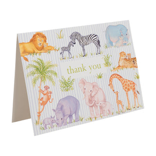 Safari Baby Thank You Notes - 8 Note Cards & 8 Envelopes