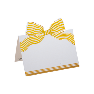 Gold Striped Bow Foil Place Cards - includes 8 Place Cards