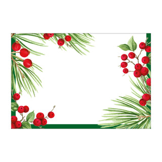 Evergreen & Berries White Place Cards - 8 count