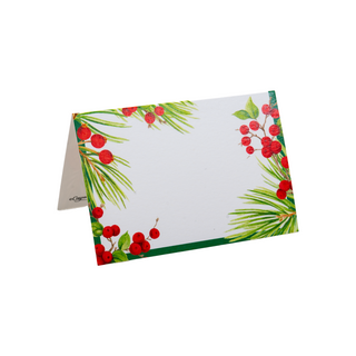 Evergreen & Berries White Place Cards - 8 count