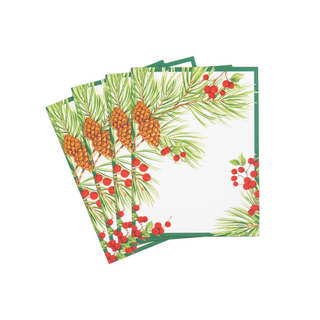 Evergreen & Berries White Place Cards - 8 count