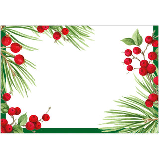 Evergreen & Berries White Place Cards - 8 count