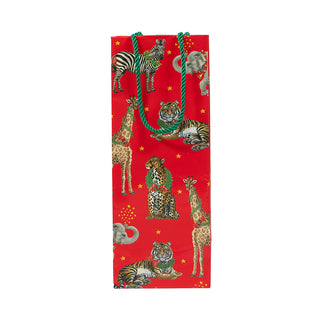 Wild Christmas Red Bottle Bag 5 X 3 1/2 X 13