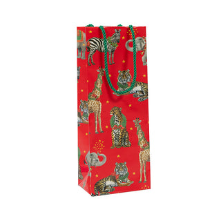 Wild Christmas Red Bottle Bag 5 X 3 1/2 X 13