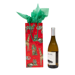 Wild Christmas Red Bottle Bag 5 X 3 1/2 X 13
