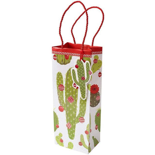 Merry Cactus Bottle Bag 5 X 3 1/2 X 13