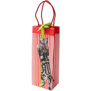 Curious Christmas Cats Bottle Bag 5 X 3 1/2 X 13