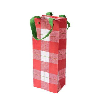 Plaid Check Red Bottle Bag 5 X 3 1/2 X 13