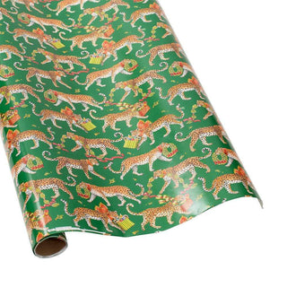 Christmas Leopards Dark Green Roll Wrap 30 Inch X 8Ft-2 Inch Core