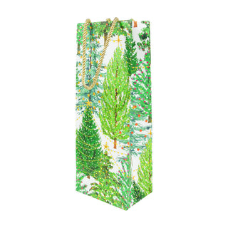 Christmas Trees With Lights Bottle Bag 5 X 3 1/2 X 13