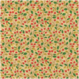 Berries and Leaves Gift Wrapping Paper in Gold Foil - 76 cm  x 1.8 m  Roll