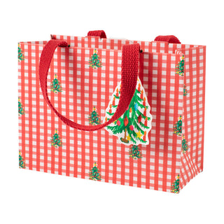 Christmas Tree Gingham Gift Bag Sm 7 X 3 X 5 1/4