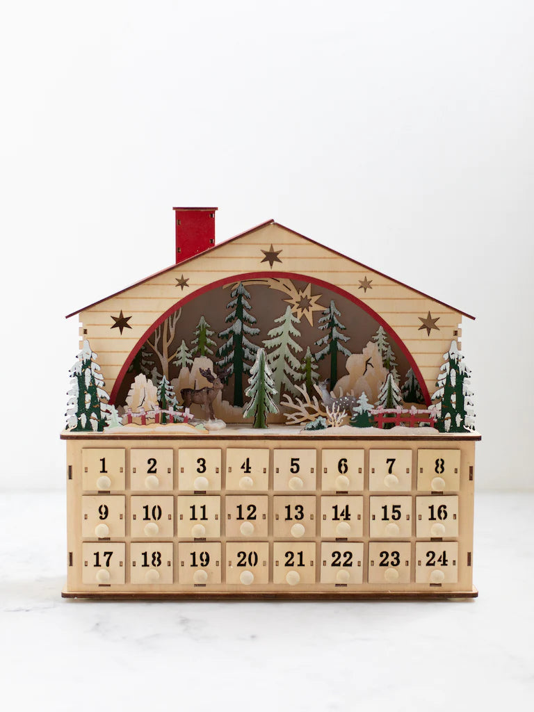 Forest Scene Wooden Advent Calendar with Drawers