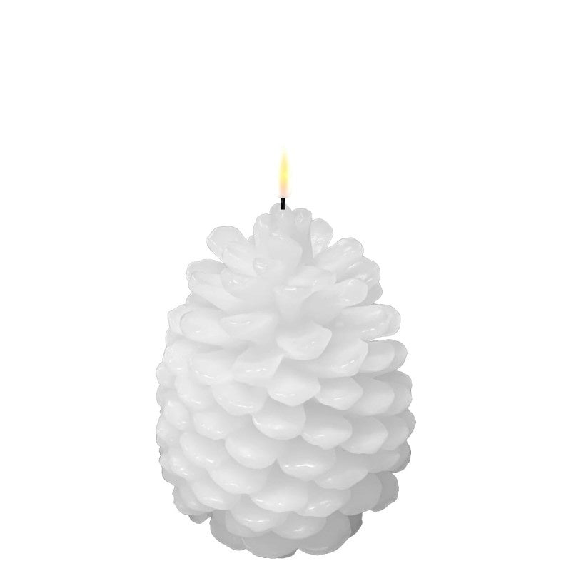 Large Pine Cone LED Candle in White - 1 Each