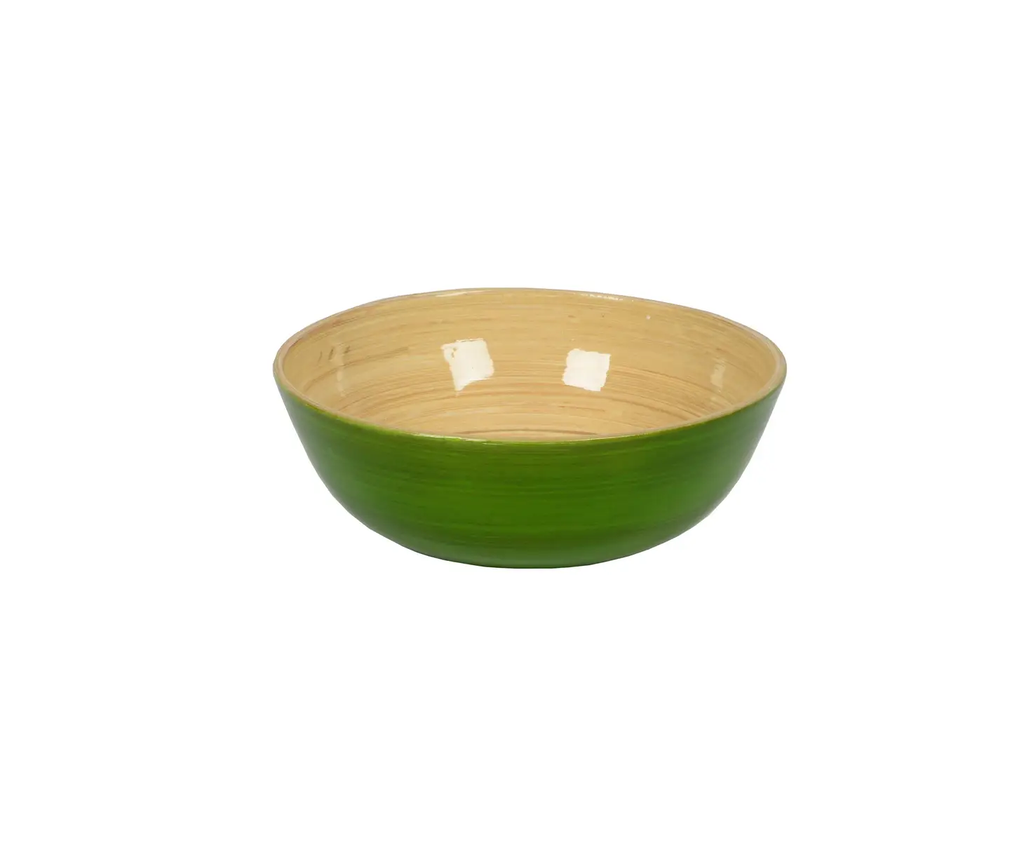 Small Shallow Bamboo Bowl in Grass Green - Set of 4