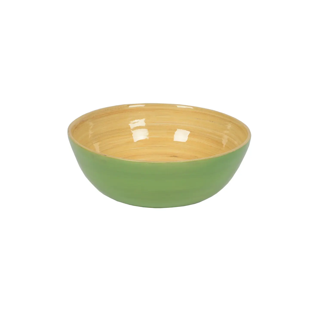 Small Shallow Bamboo Bowl in Pastel Green - Set of 4
