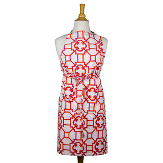Garden Trellis Fuchsia And Orange Fabc Fabric Apron - 34 X 30 Inches