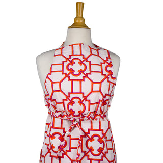 Garden Trellis Fuchsia And Orange Fabc Fabric Apron - 34 X 30 Inches