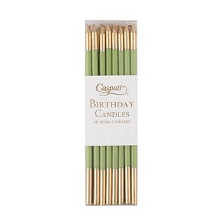 Birthday Slims-Moss Green/Gold Candle Birthday Slims 16-In