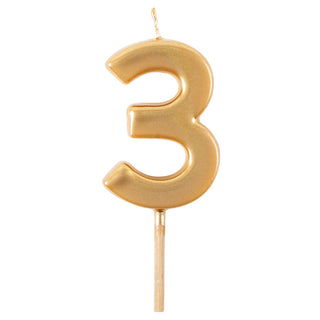 Number Candle 3-Gold Candle Birthday Number