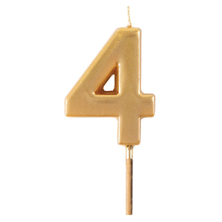 Number Candle 4-Gold Candle Birthday Number