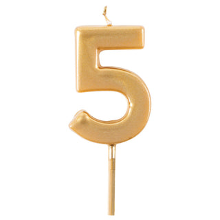 Number Candle 5-Gold Candle Birthday Number