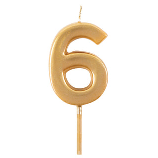 Number Candle 6-Gold Candle Birthday Number