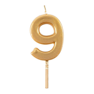 Number Candle 9-Gold Candle Birthday Number