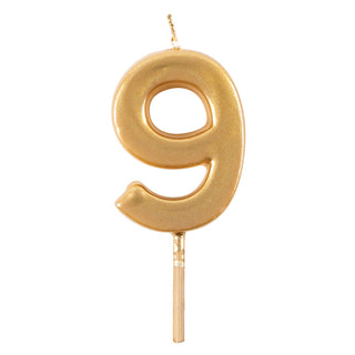Number Candle 9-Gold Candle Birthday Number