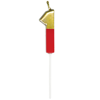 Number Candle 1 - Red/Gold Candle Birthday Number