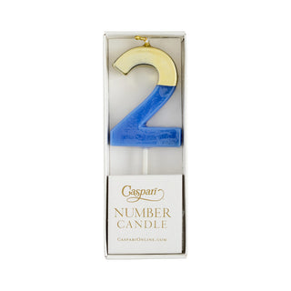 Number Candle 2 - French Blue/Gold Candle Birthday Number