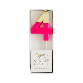 Number Candle 4 - Fuchsia/Gold Candle Birthday Number