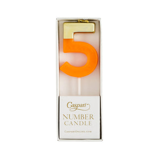 Number Candle 5-Bright Orange/Gold Candle Birthday Number