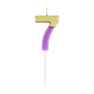 Number Candle 7 - Purple/Gold Candle Birthday Number