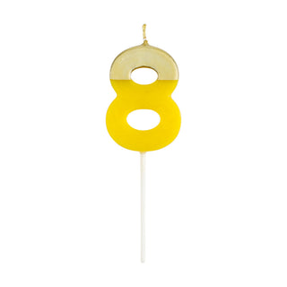 Number Candle 8 - Yellow/Gold Candle Birthday Number