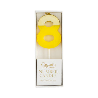 Number Candle 8 - Yellow/Gold Candle Birthday Number