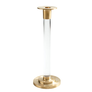 Large Candlestick Clear 10 Inch Candlestick - Resin/Brass